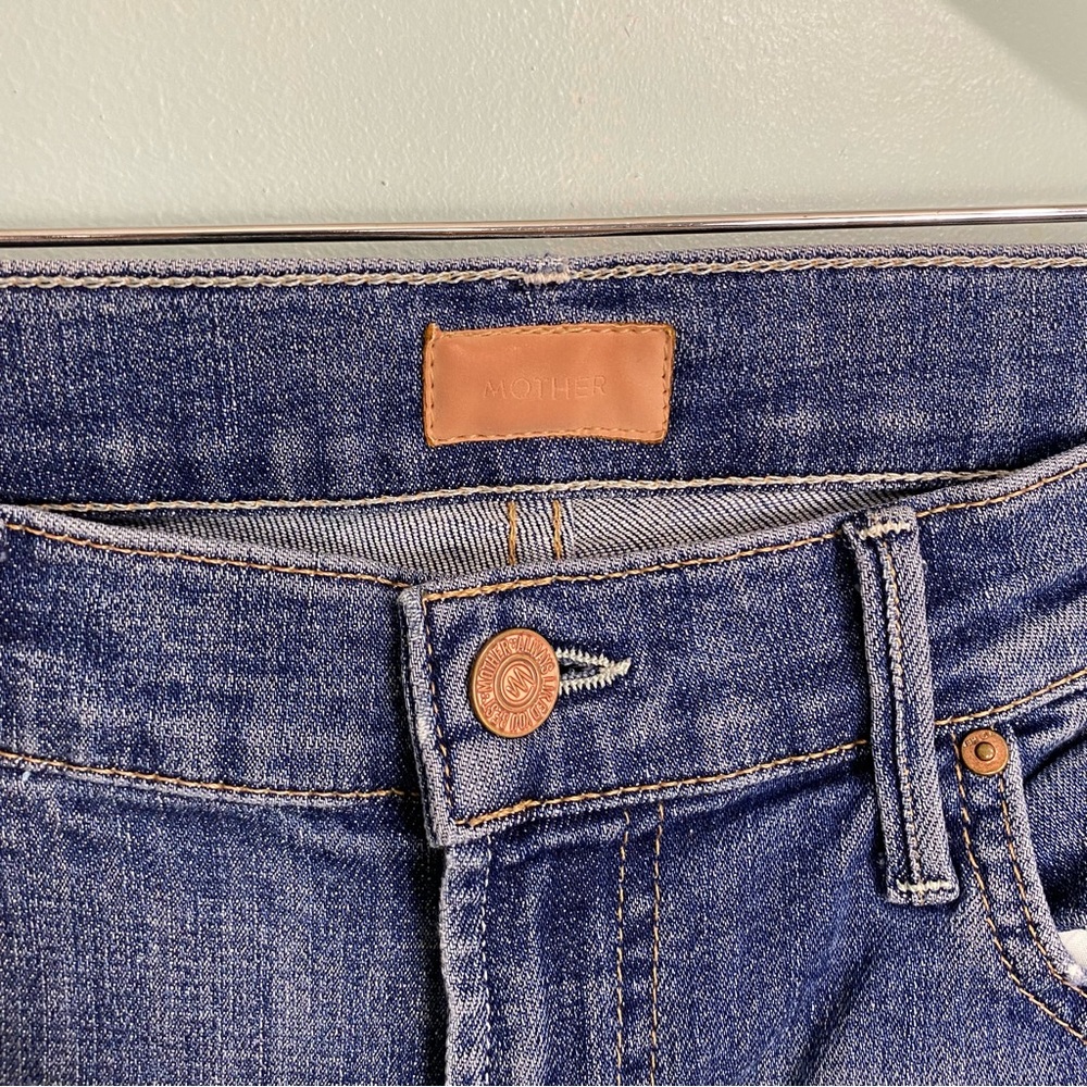 MOTHER Cropped Distressed Blue Jeans - Picture 3 of 8
